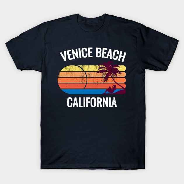 Vintage Style Venice Beach California Design T-Shirt by Brobocop